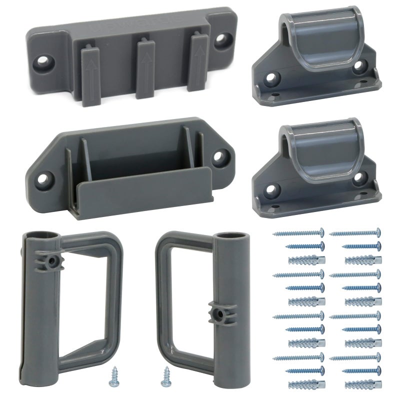 KISKIZ Retractable Baby Gates Replacement Parts Kit (Grey) Extra Wide Baby Gate Full Set Wall Mounting Accessories with Brackets Anchors and Screws Retractable Dog Gate Accessories - Image 1